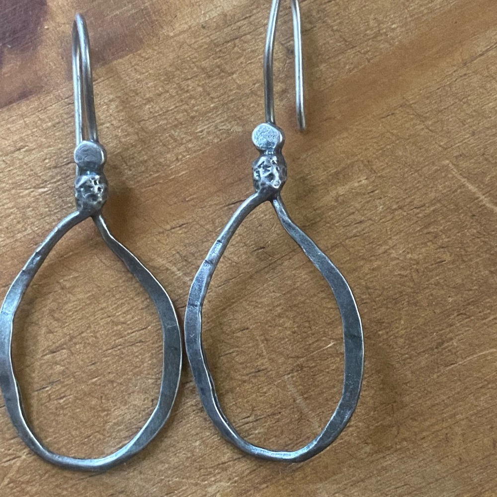 Artisan Hammered Silver Earring - image 2
